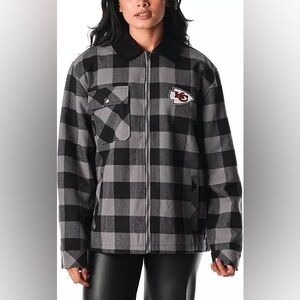 Kansas‎ City Chiefs flannel jacket black gray buffalo plaid women’s size large